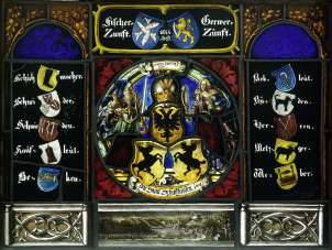 Zunftleben Führung Allerheiligen Glasgemälde Ein Glasgemälde über die Stadt Schaffhausen.