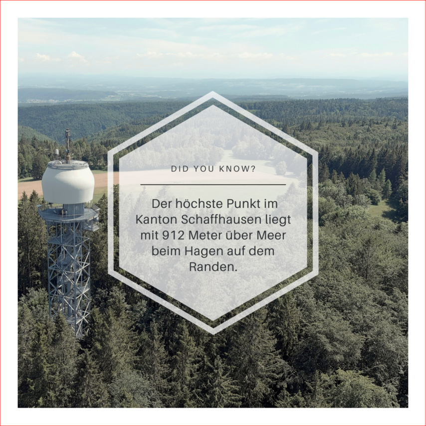 Bild vom Hagenturm bei Merishausen mit Fakt zum höchsten Punkt im Kanton Schaffhausen