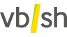 Logo vbsh. In dunkel grauer Schrift steht in Kleinbuchstaben "vbsh". Zwischen dem b und s ist ein gelber und grüner Schrägstrich.