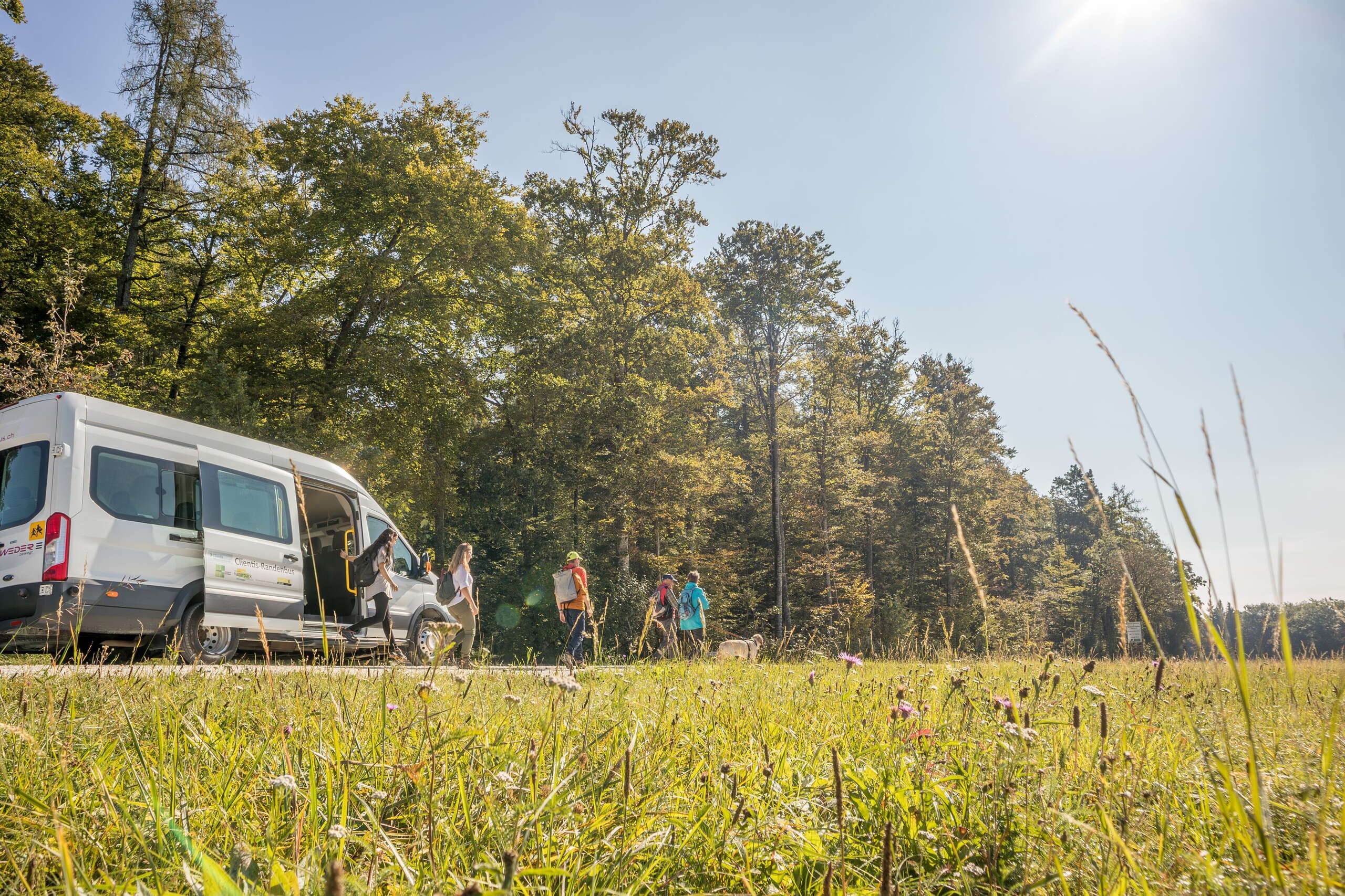 Kreuzweg, Wandern, Clients, Randenbus, Randen, Wanderer, Hund, Spätsommer, September, Hemmental, Herbst