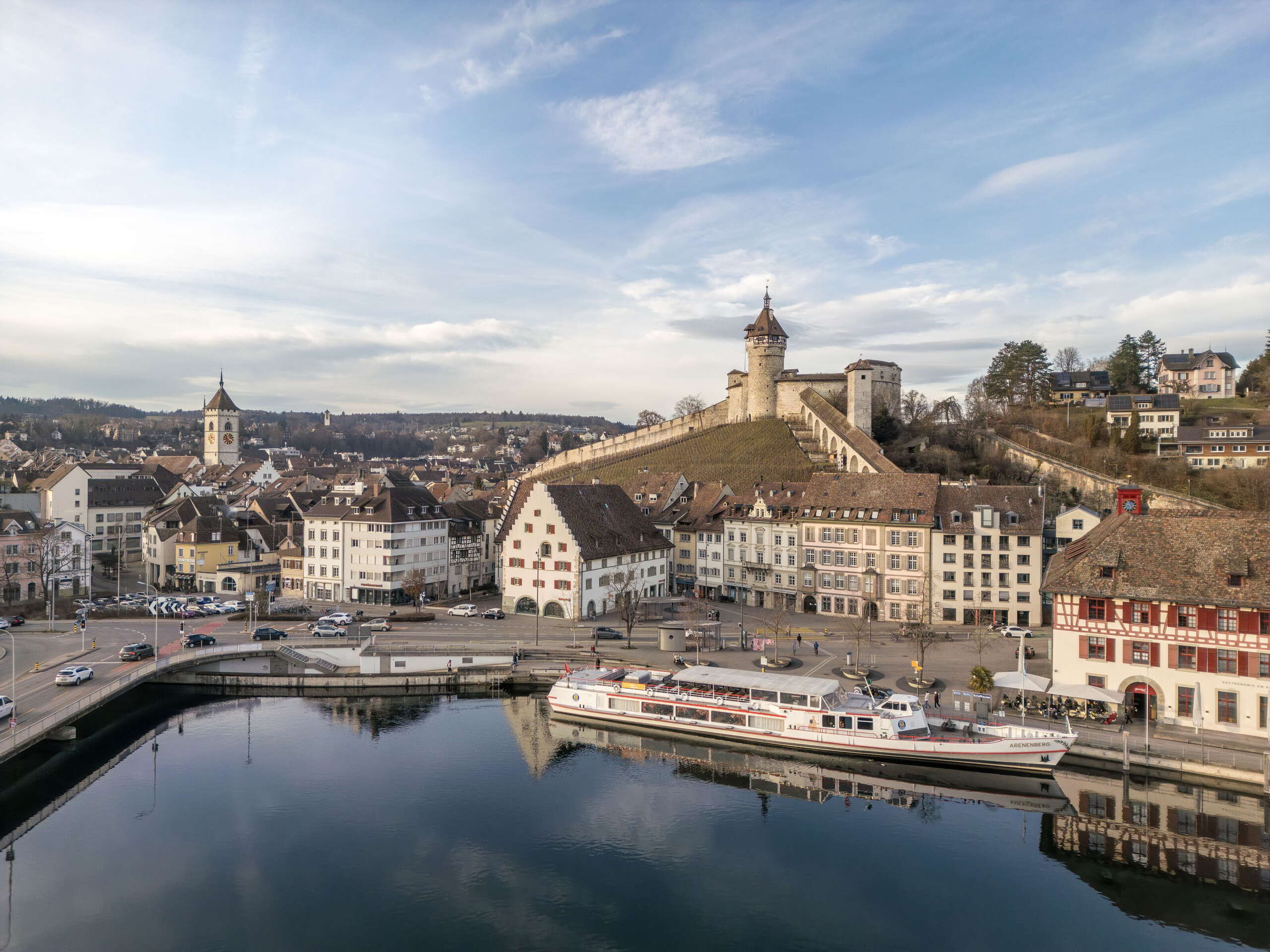 Schiff, Winter, Munot, Rhein, Altstadt, Januar, Schaffhausen