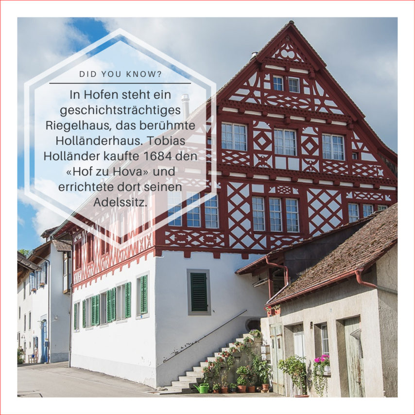 Bild vom Fachwerkhaus, dem sogenannten Holländerhaus, in Hofen und einen Fakt zum Holländerhaus.