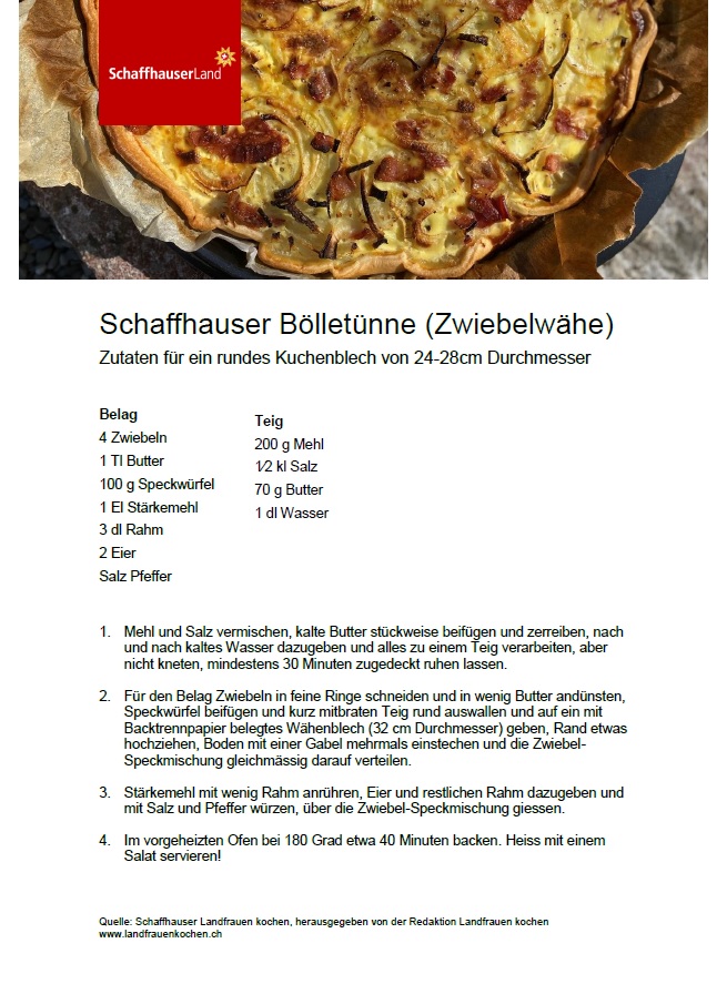 Rezept für eine Schaffhauser Bölletünne